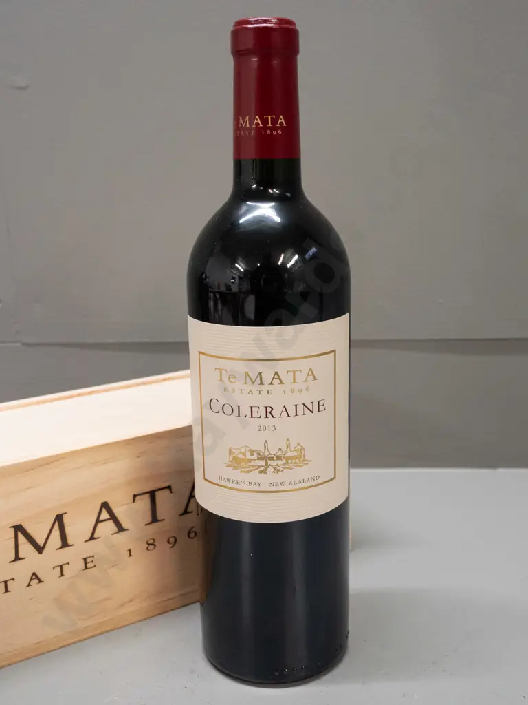 bottle of Te Mata Hawkes Bay Coleraine 2013 red wine 750ml, with wooden presentation box Image 1++