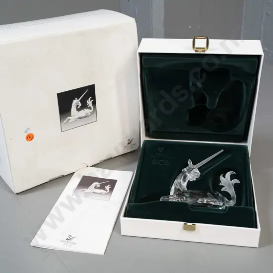 Swarovski crystal 1996 Annual edition "Fabulous Creatures" series unicorn in fitted foam lined case with carry handle,