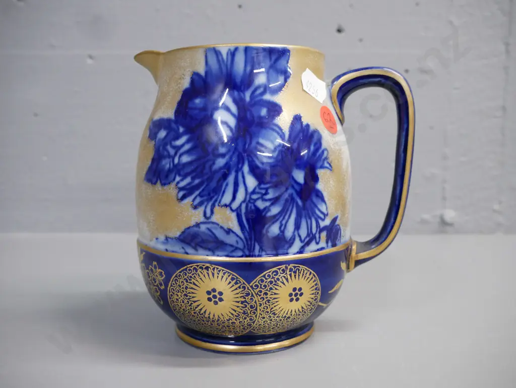Royal Dalton iris pattern jug, gilded decoration, crazing inside H-145 D-140 Image 1++