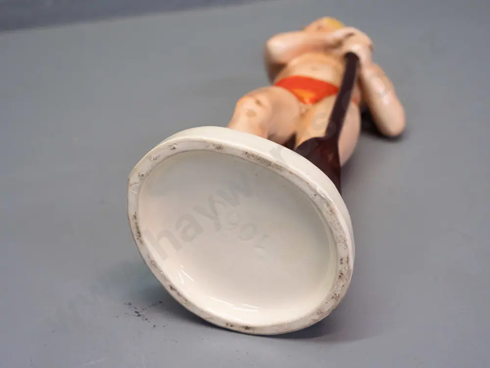 vintage sportsman figure in orange trunks, holding paddle - no maker's marks, stamped 1065 in base H-260 Image 1++
