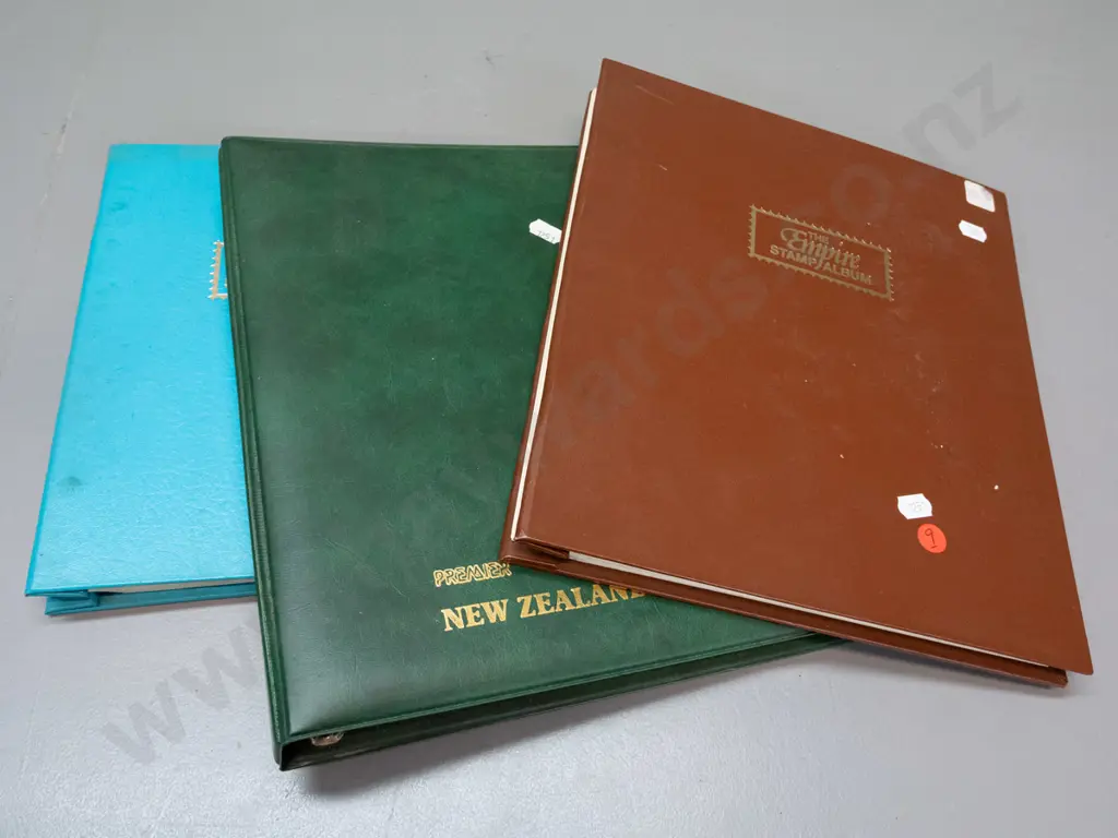 3 New Zealand stamp albums, contents from 1855 onwards - see photos Image 1++