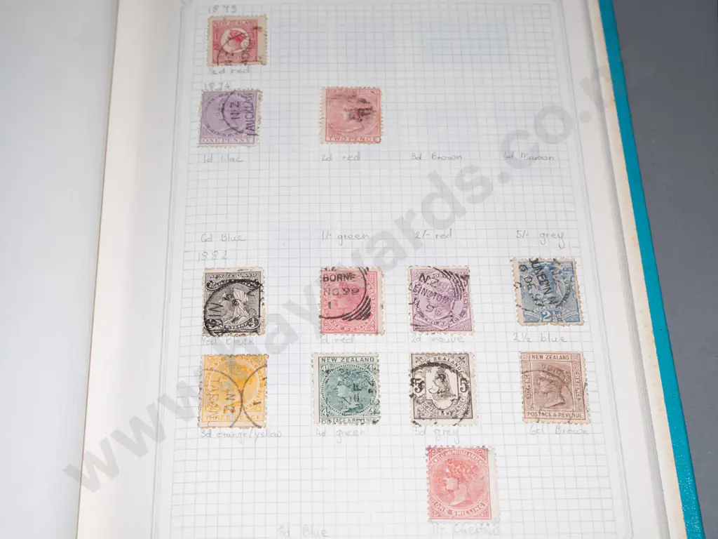 3 New Zealand stamp albums, contents from 1855 onwards - see photos Image 1++