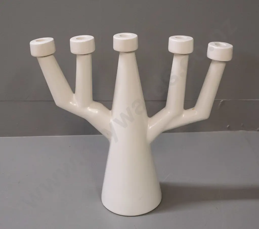 modern tree-form 5-candle ceramic candelabra, no maker's mark H-355 W-400 Image 1++