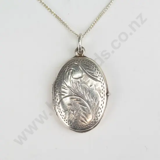 silver locket chain stamped 925