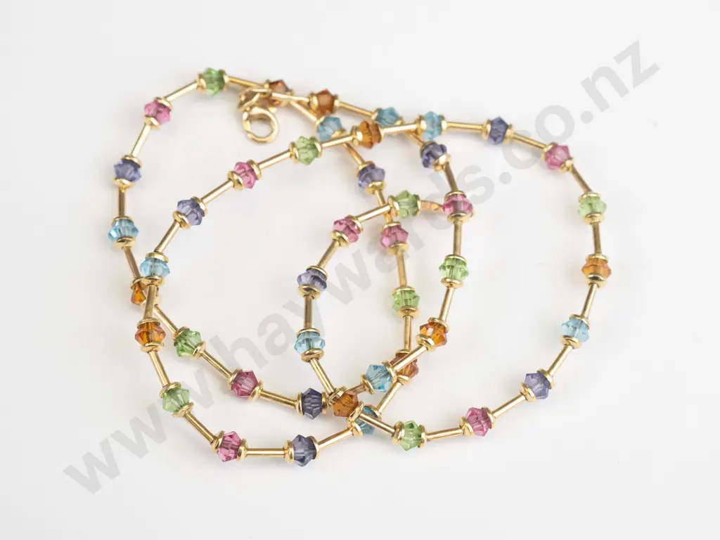 multi coloured stone necklace stamped 375 on clasp Image 1++