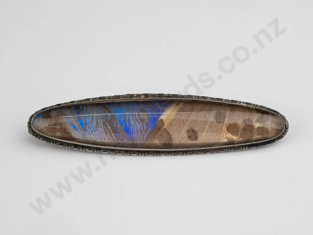 silver butterfly wing brooch stamped sterling Image 1++