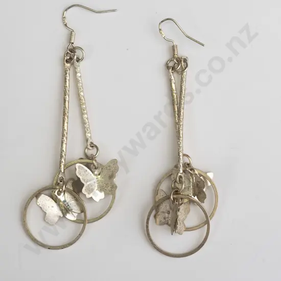 silver earrings with butterflies stamped 925
