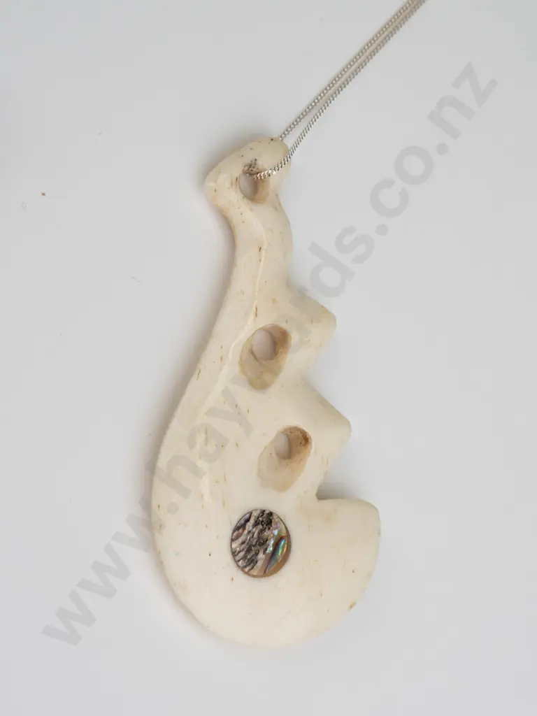 bone necklace on silver chain stamped 925 Image 1++
