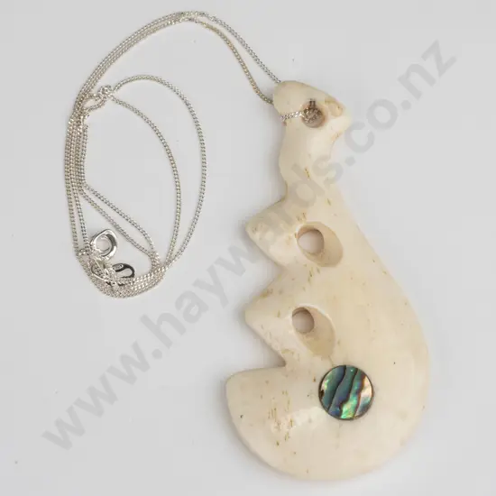 bone necklace on silver chain stamped 925