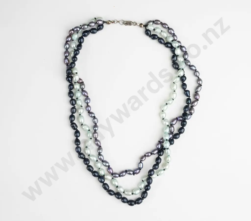 sterling silver real pearl necklace 41gms Image 1++