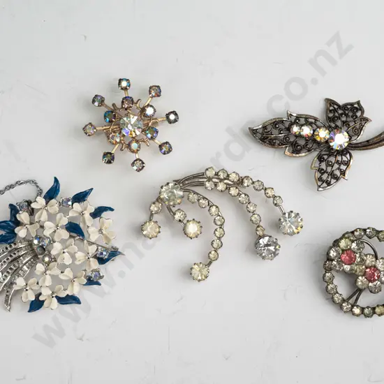 5 costume brooches