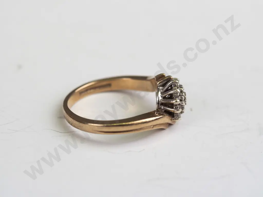 EHM 3 tier 19 diamond cluster ring - 3.3gms - size J Image 1++