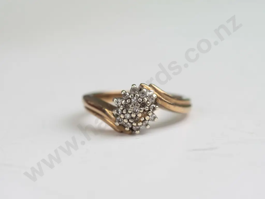 EHM 3 tier 19 diamond cluster ring - 3.3gms - size J Image 1++