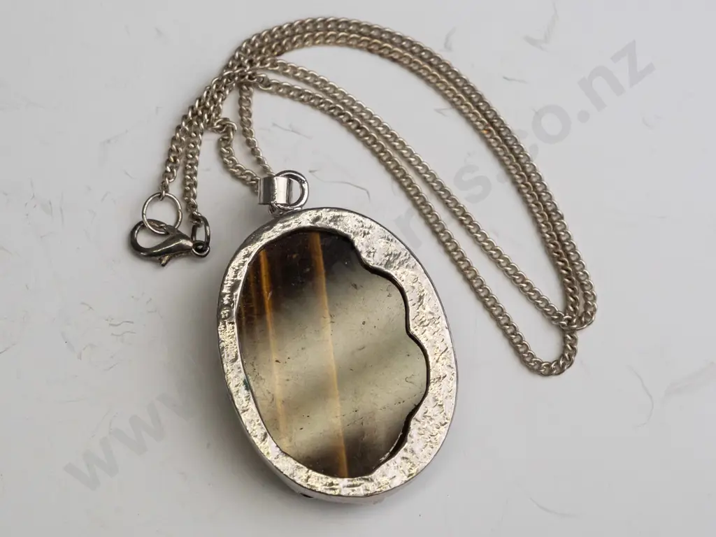 large brown stone necklace stamped 18kGP Image 1++