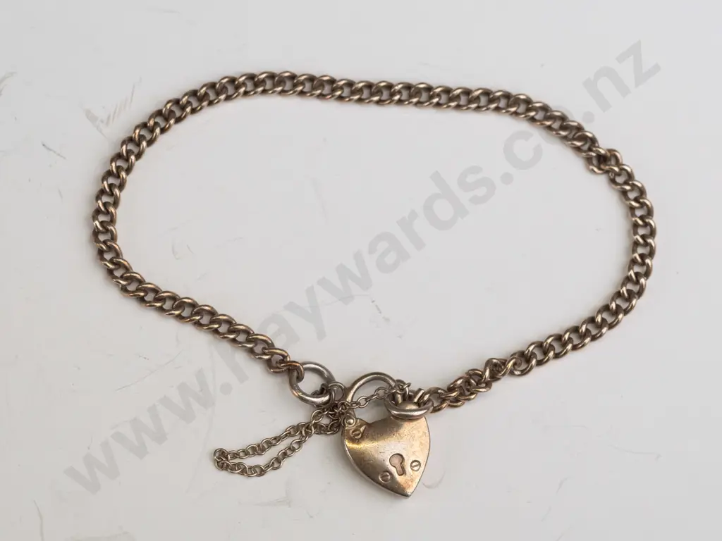 silver bracelet with heart clasp stamped silver Image 1++