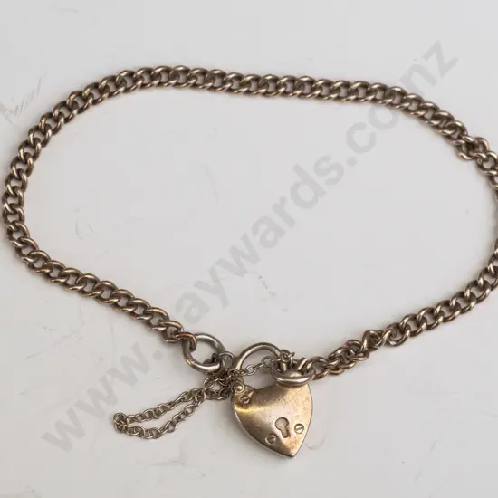 silver bracelet with heart clasp stamped silver