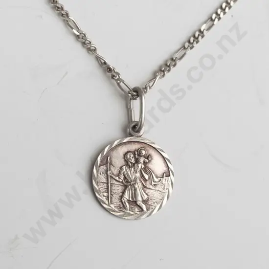 sterling silver St Christophers necklace stamped 925