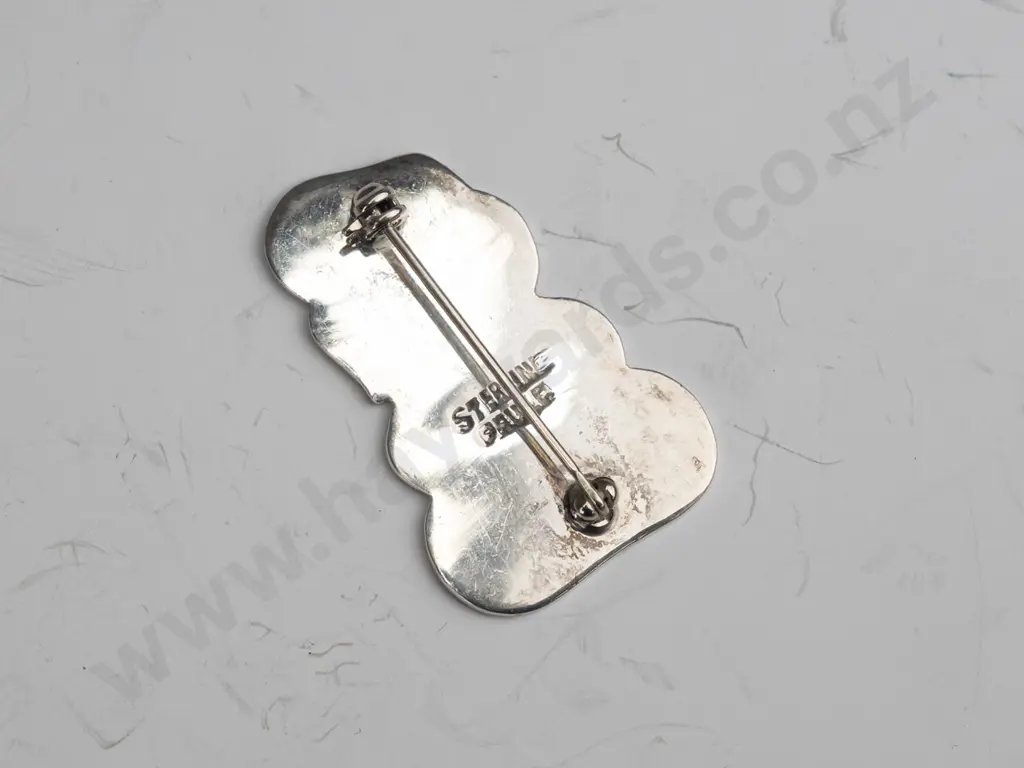 silver tiki brooch stamped sterling Image 1++