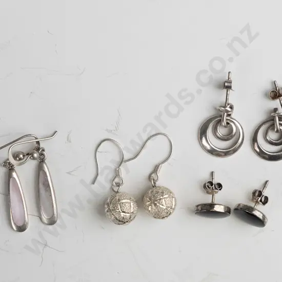 4 pairs asstd silver earrings all stamped 925