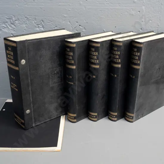 5 hard cover volumes: The Modern Motor Engineer - vol 5 is data sheets and wiring diagrams, plus additional loose sheets