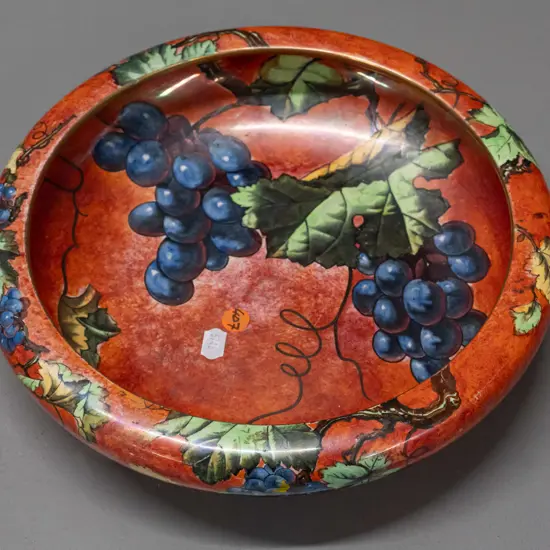 Grimwades Byzanta Ware orange lustre bowl - some wear to decoration H-60 D-280
