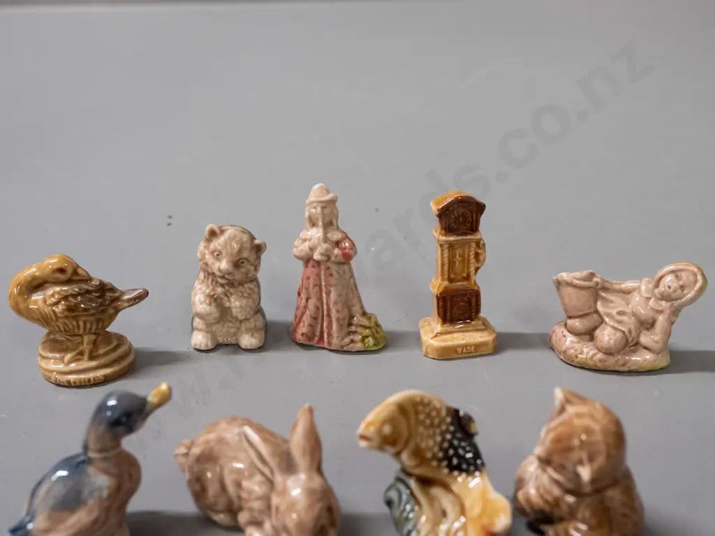 9 assorted Wade whimsies, all marked Wade - clock, trout, rabbit, ducks, cat etc. Image 1++