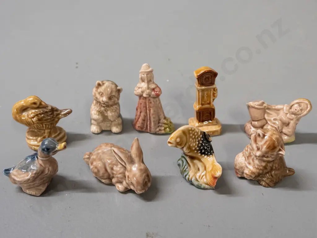 9 assorted Wade whimsies, all marked Wade - clock, trout, rabbit, ducks, cat etc. Image 1++