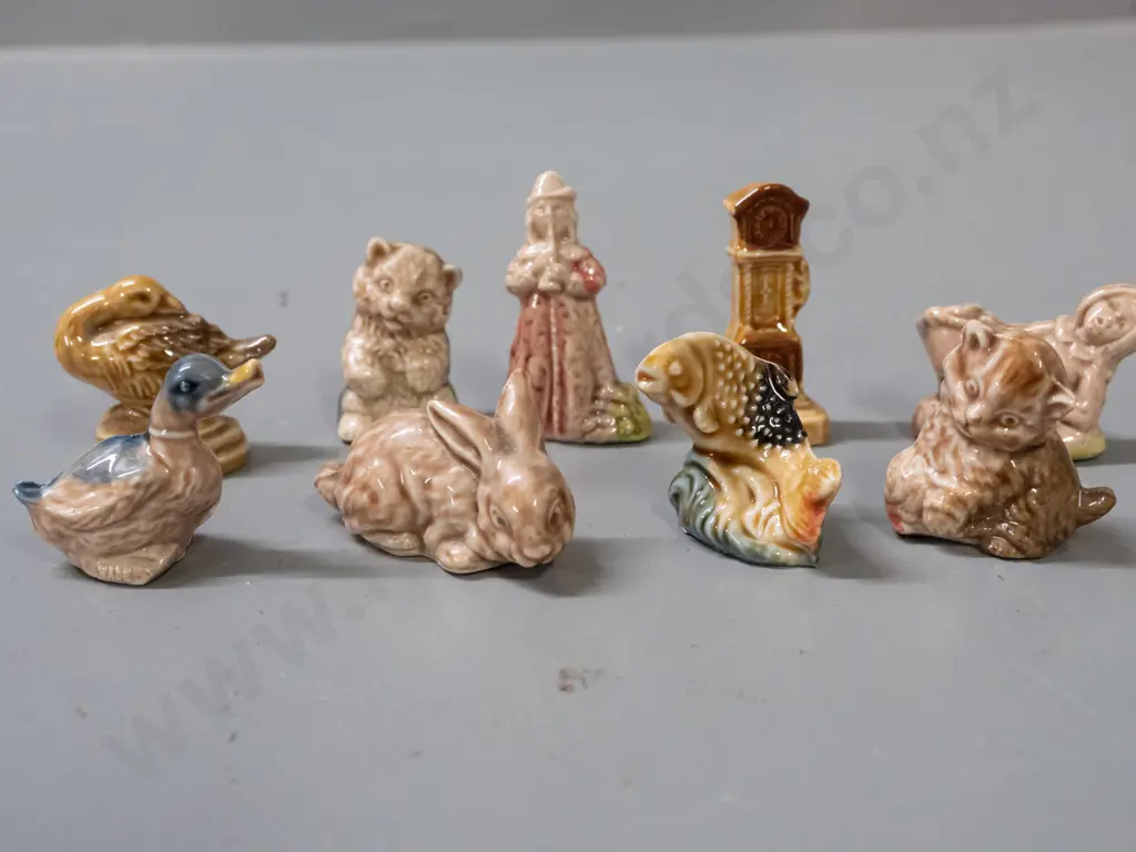 9 assorted Wade whimsies, all marked Wade - clock, trout, rabbit, ducks, cat etc. Image 1++
