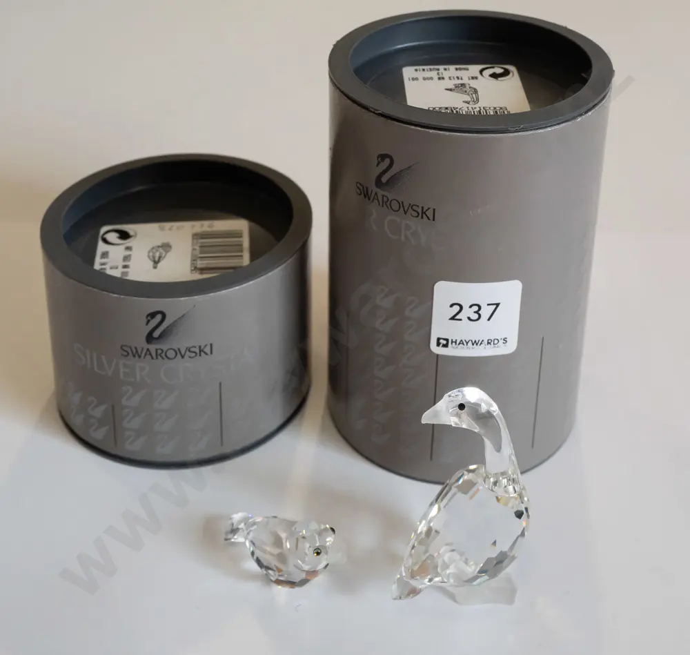 Swarovski 2x miniature figurines, goose & bird w/ original packaging H-60 Image 1++