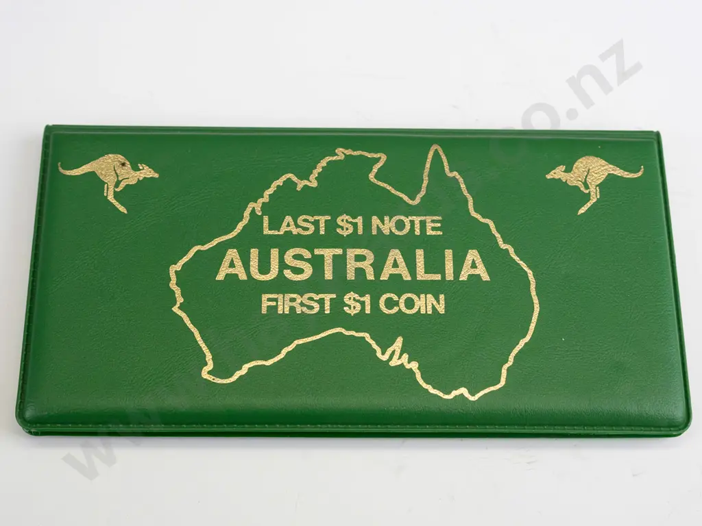 Australian last $1 note - first $1 coin set -note issued 14th feb 1966 to 11th may 1984 -coin first issued 14th may 1984 Image 1++