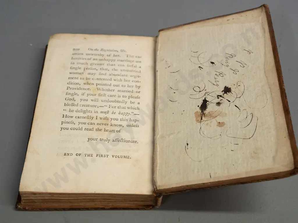 antique small leather bound book with 1775 inscription - 4th ed, volume 1 of 2 "Letters on the Improvement of the Image 1++