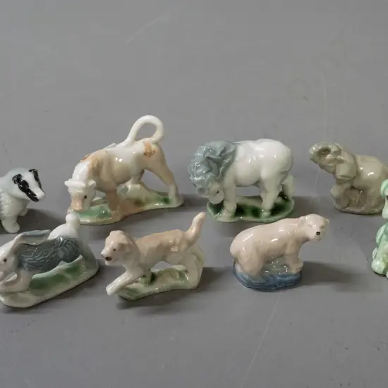 assorted light coloured Wade whimsies and a Sylvac-style miniature dog figure. Only polar bear is marked Wade.