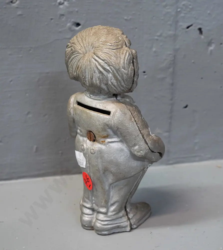 cast alloy 2-piece clown figure money box - some corrosion on screw head H-145 Image 1++