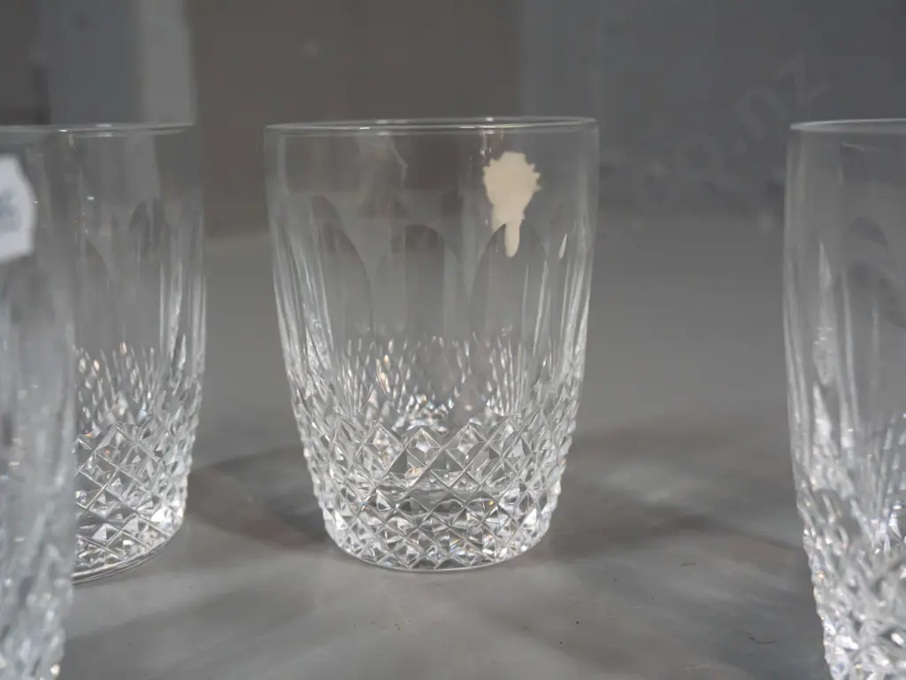 6 Waterford cut crystal small tumblers with labels H-90 Image 1++