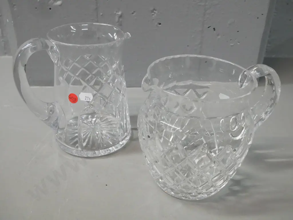 2x cut crystal jugs, no maker mark. Larger H-155 L-170 Image 1++