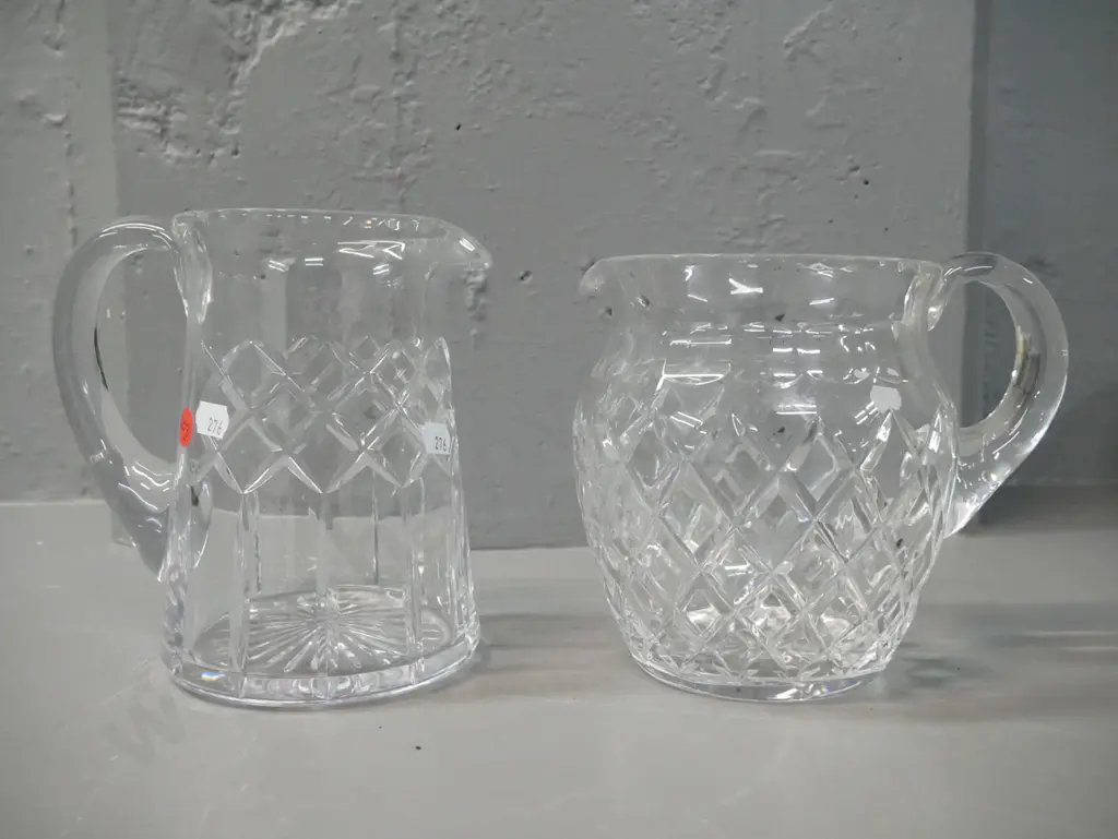 2x cut crystal jugs, no maker mark. Larger H-155 L-170 Image 1++