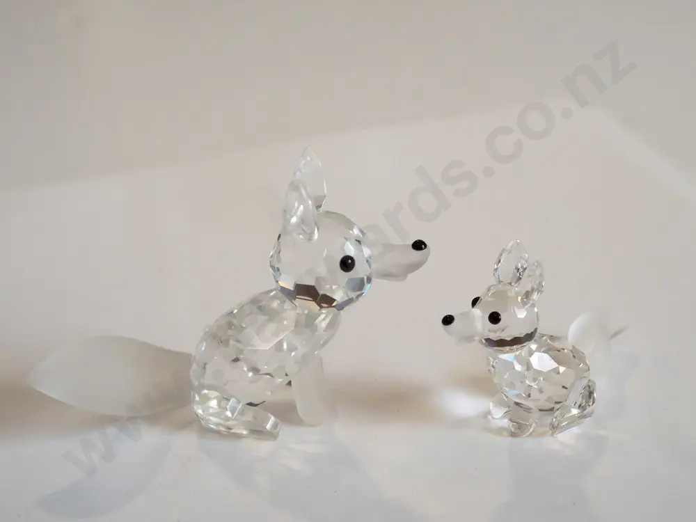 Swarovski 2x miniature fox figurines w/ original packaging. Larger H-55 Image 1++