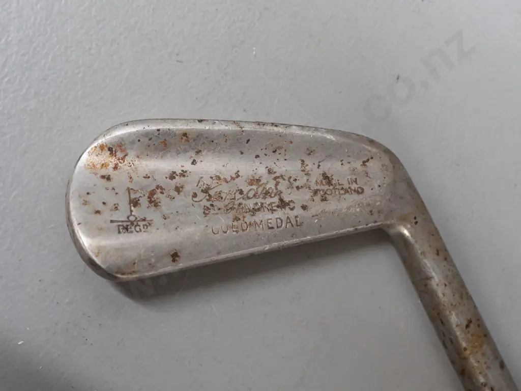 2 vintage golf clubs / putters - one with brass head and hickory handle, other marked Forgan St. Andrews Gold Medal, Image 1++
