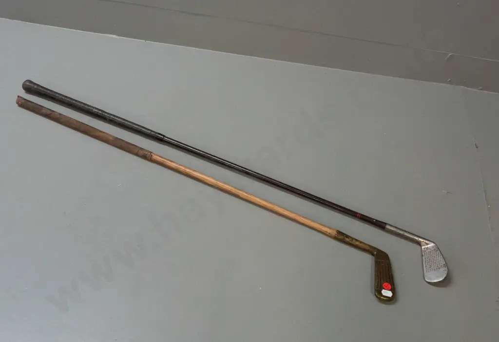 2 vintage golf clubs / putters - one with brass head and hickory handle, other marked Forgan St. Andrews Gold Medal, Image 1++
