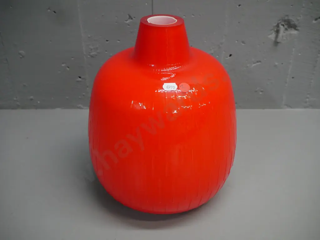 retro orange over white light shade no fittings H-290 W-180 [rough rim to top & bottom] Image 1++