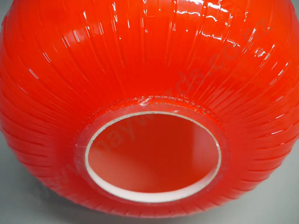 retro orange over white light shade no fittings H-290 W-180 [rough rim to top & bottom] Image 1++