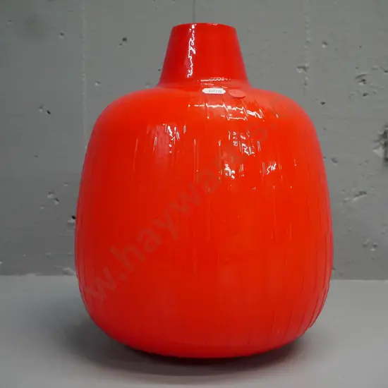 retro orange over white light shade no fittings H-290 W-180 [rough rim to top & bottom]