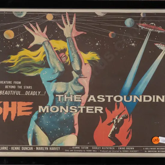 framed small movie poster print - The Astounding She Monster H-290 W-410