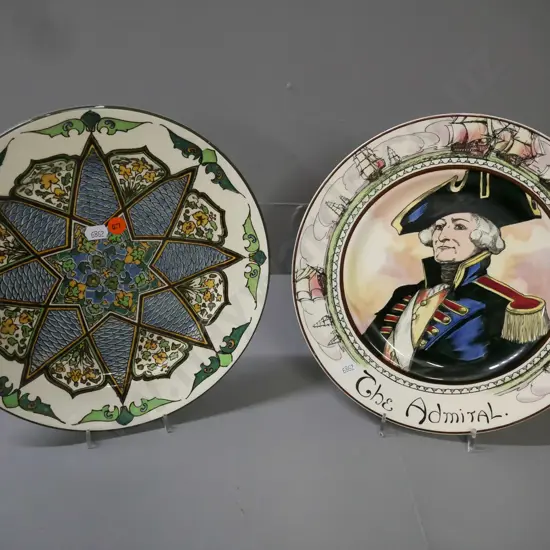 2x Royal Doulton dinner plates: 'The Admiral' & rare 1936 'Inlaid Star' D-265 [very light edge wear to 'Inlaid Star',