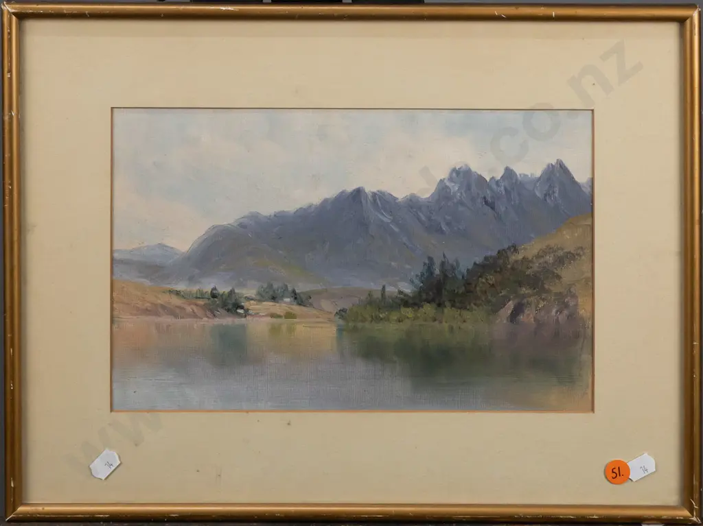 framed unsigned landscape on paper - marked "Brookesmith" (Frank?) on back - glass needs a clean inside H-170 W-270 Image 1++