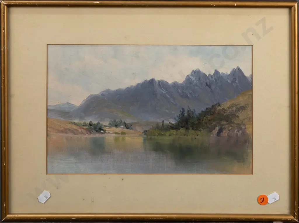 framed unsigned landscape on paper - marked "Brookesmith" (Frank?) on back - glass needs a clean inside H-170 W-270 Image 1++
