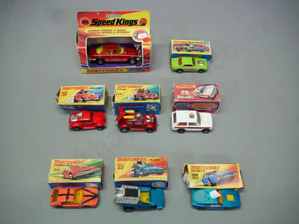 selection of 8 vintage Matchbox cars w/ original boxes, various conditions to toys & boxes Image 1++