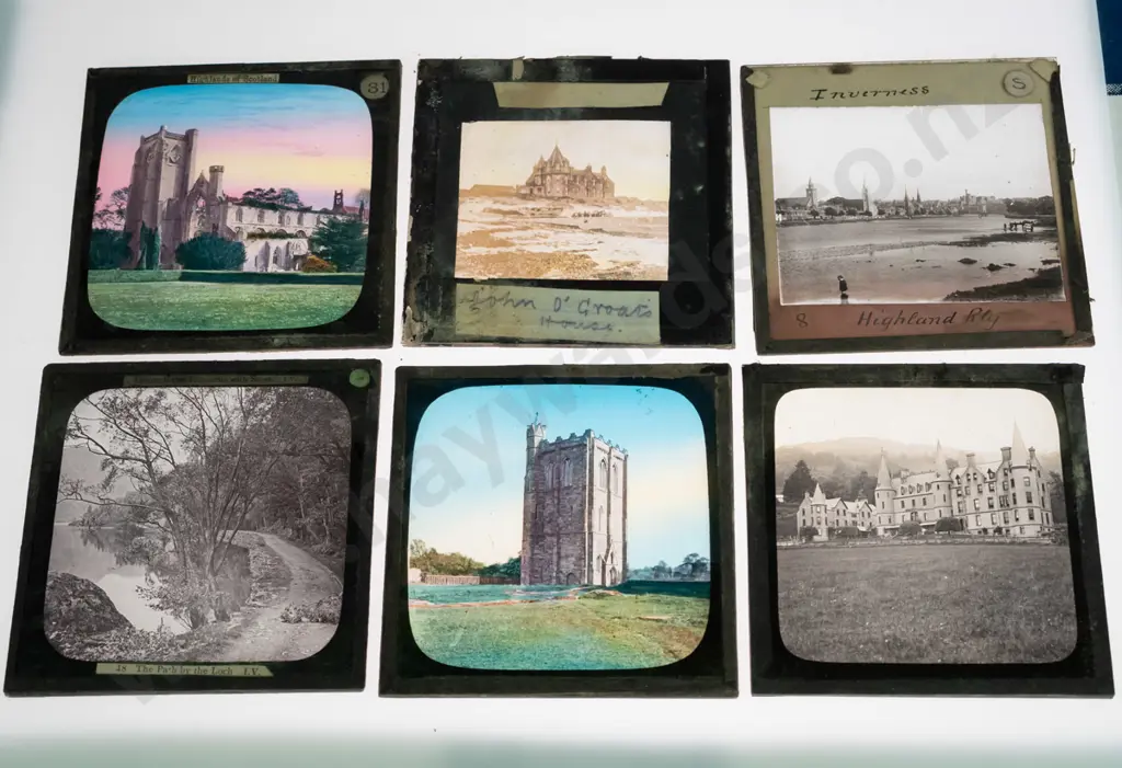 99 vintage lantern slides in fitted wooden case - Scottish highlands, Middle Eastern & other subjects - overall age wear Image 1++