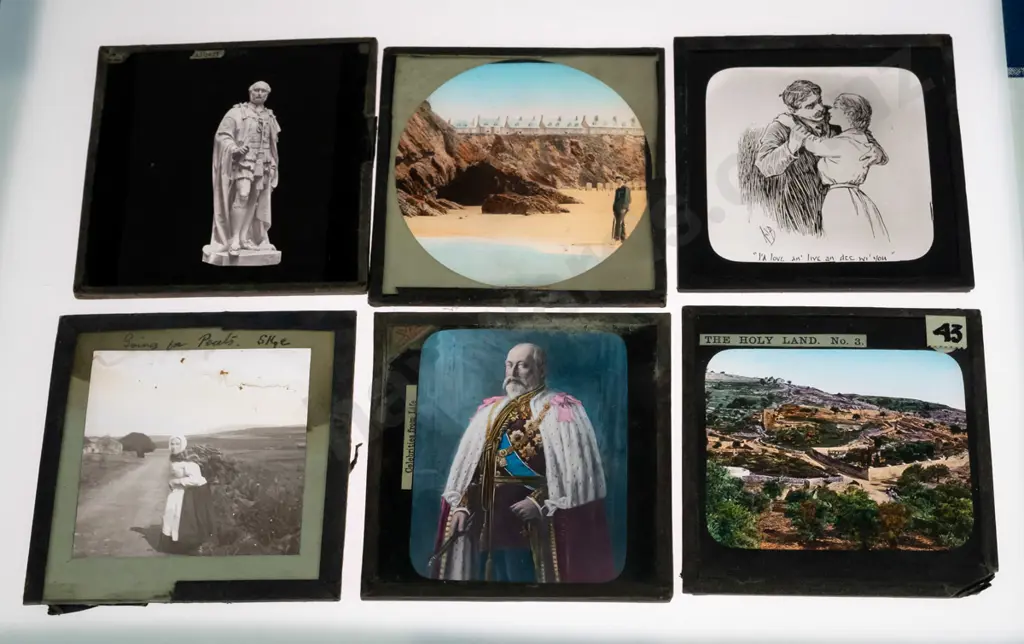 99 vintage lantern slides in fitted wooden case - Scottish highlands, Middle Eastern & other subjects - overall age wear Image 1++