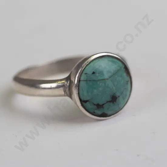 silver turquoise ring stamped 925 size T